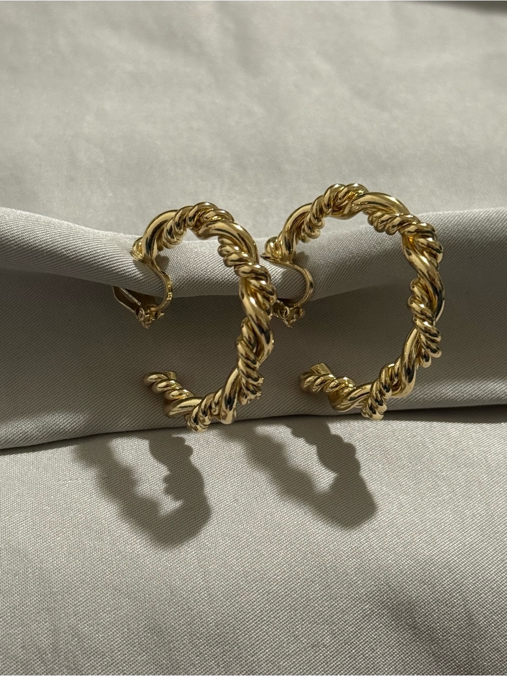 Chunky Gold Twisted Rope Hoop Clip-On Earrings - 1.5”